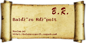Balázs Rápolt névjegykártya